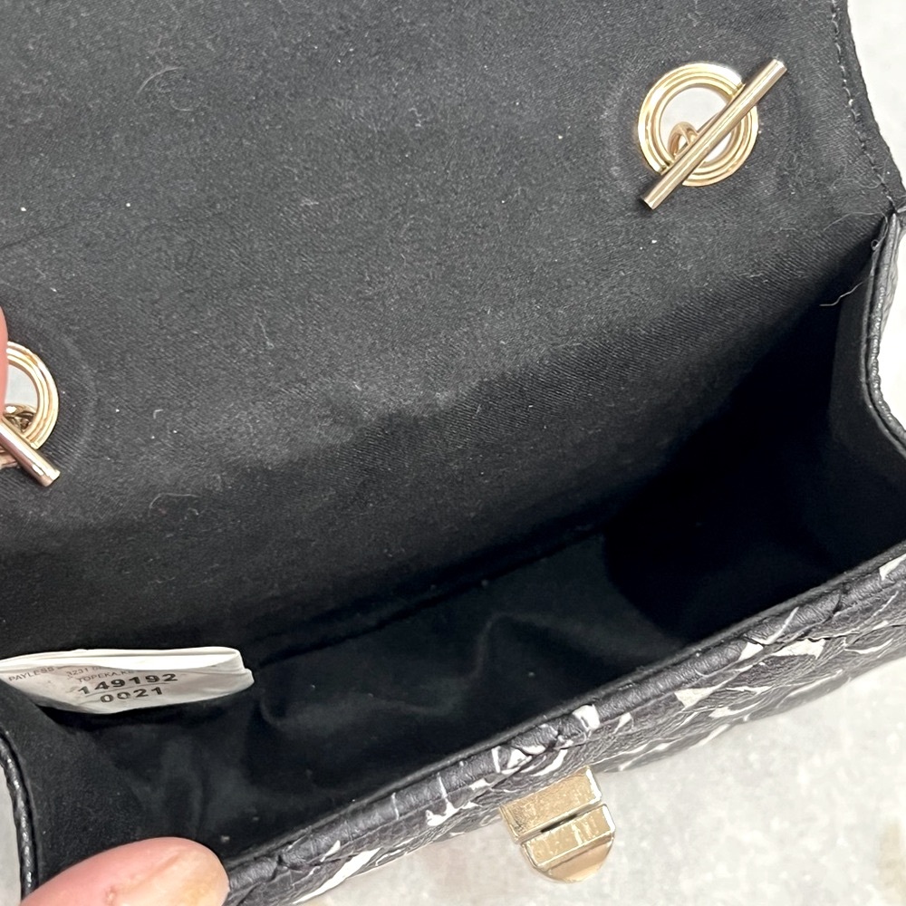 Black and White Mini Floral Gold Chain Crossbody - Picture 8 of 10